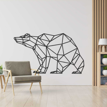 Polygonal wooden bear - stylish wall decoration
