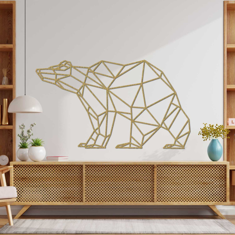 Modern wooden decoration bear in geometric style