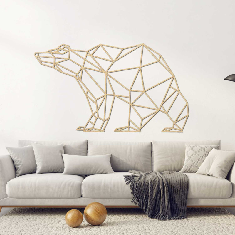 Modern wooden decoration bear in geometric style
