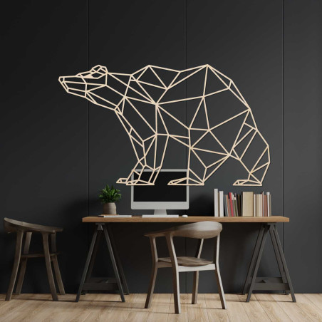 Modern wooden decoration bear in geometric style