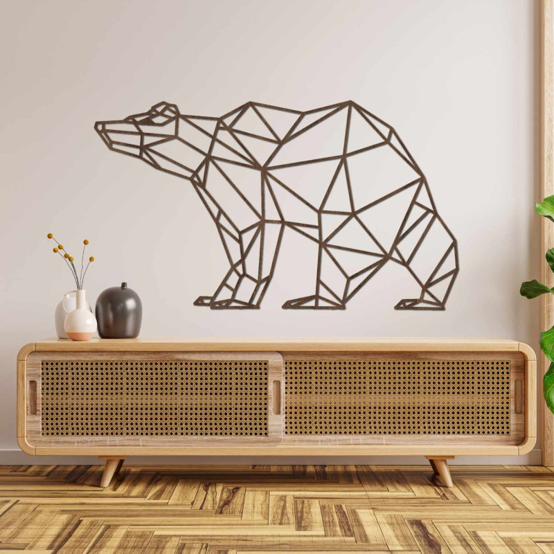 Designer wooden bear wall decoration for modern and Scandinavian interiors.