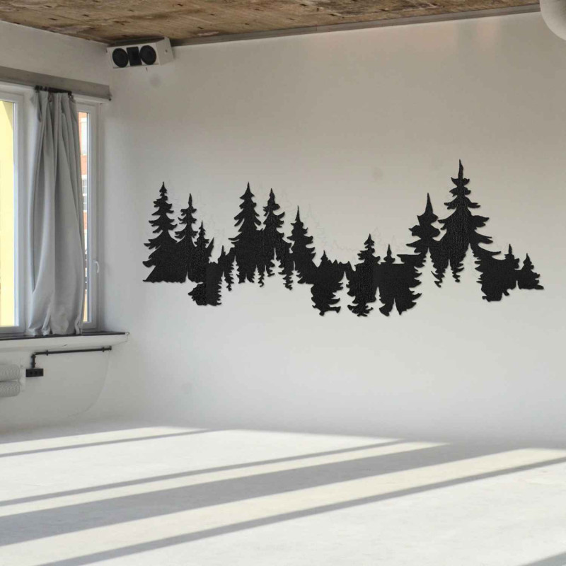 Wall decor forest made of wood, panorama of trees, modern interior