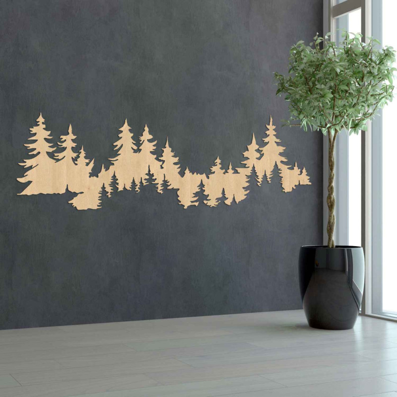 Wall decor forest made of wood, panorama of trees, modern interior