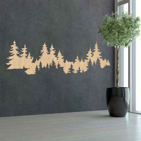 Wall decor forest made of wood, panorama of trees, modern interior