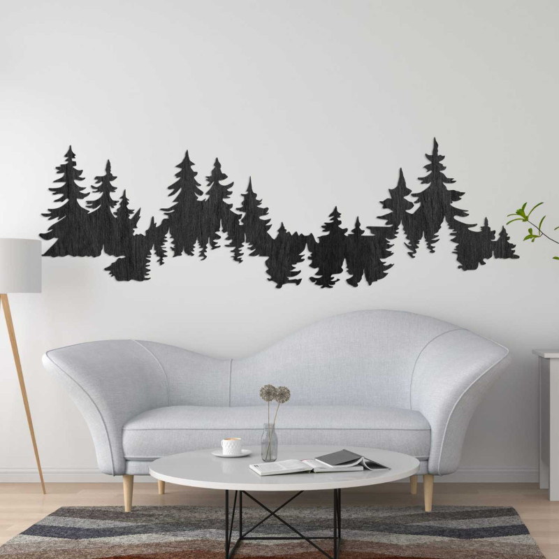 Wooden wall decoration forest, amber color, for the living room