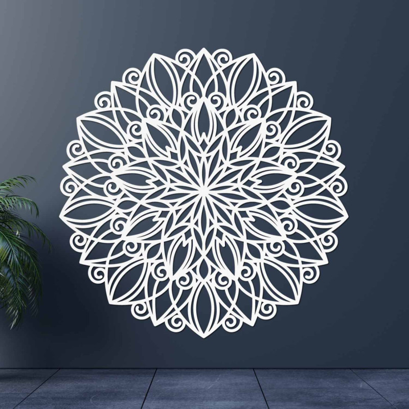 Laser-carved wooden mandala for the wall in Gold Oak decor