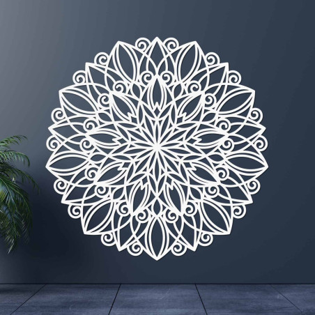 Laser-carved wooden mandala for the wall in Gold Oak decor