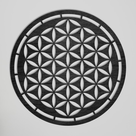 Round wooden mandala Flower of Life as an elegant decoration for the living room