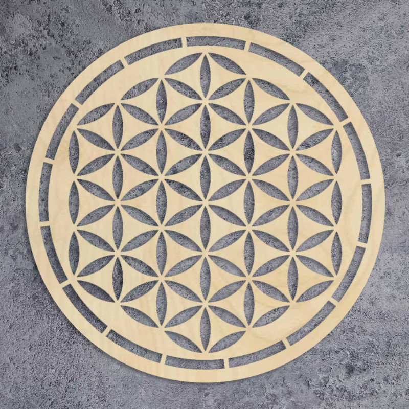 Round wooden mandala Flower of Life as an elegant decoration for the living room