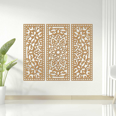 Wooden multi-piece mandala wall decoration | ORNATA