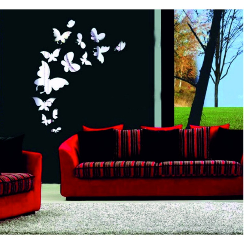 Butterfly mirror wall sticker