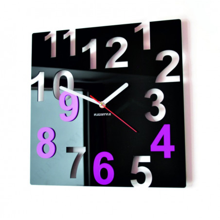 Modern wall clock made of plexiglass. Trendy wall clock as a gift. X-momo clock. PMMA