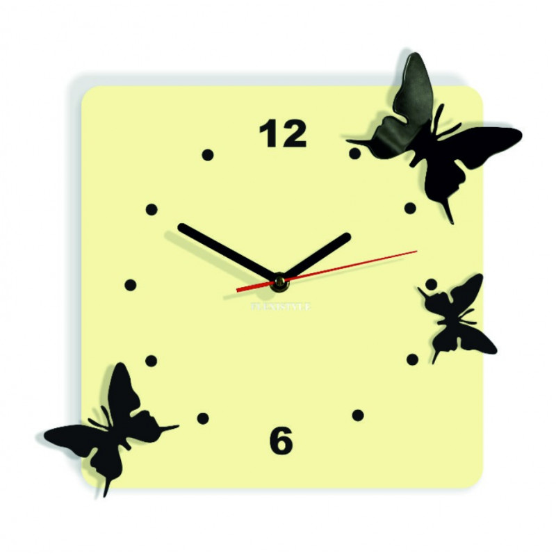 Modern wall clock made of plexiglass. Trendy clock on the wall as a gift. X-momo clocks. PMMA