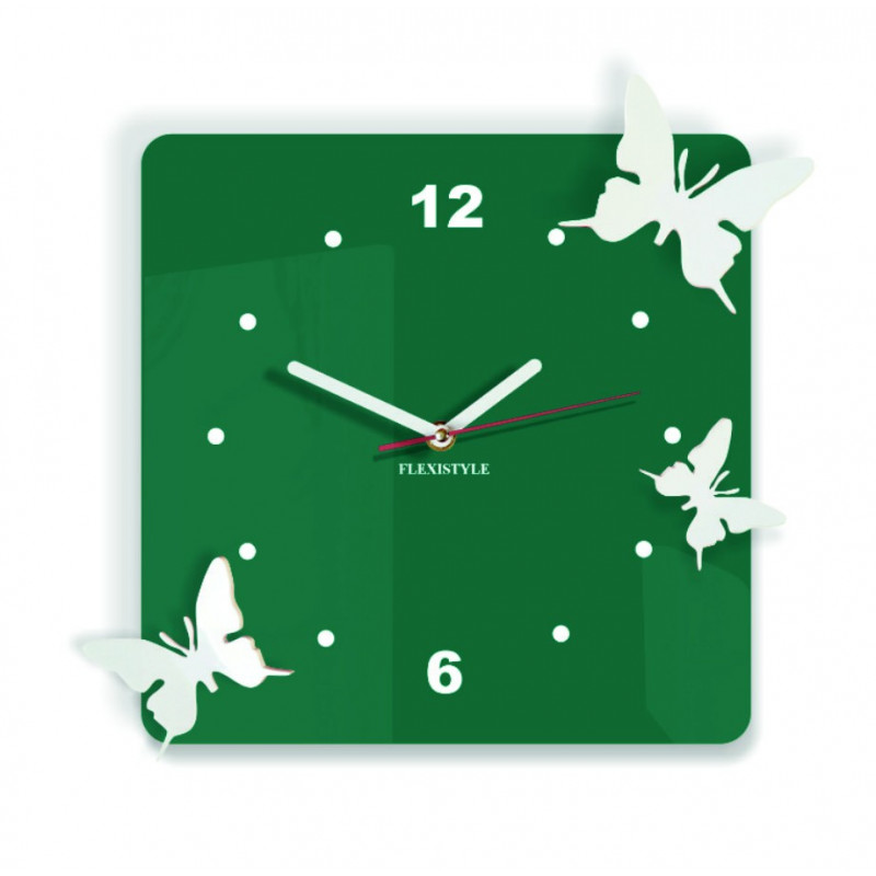 Modern wall clock made of plexiglass. Trendy clock on the wall as a gift. X-momo clocks. PMMA