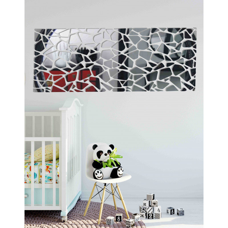 Modern decorative mirrors. Mirror and colored wall stickers, 3D stickers made of acrylic
