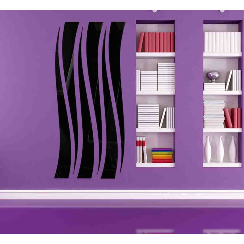 Modern decorative mirrors. Mirror and colored wall stickers, 3D stickers made of acrylic