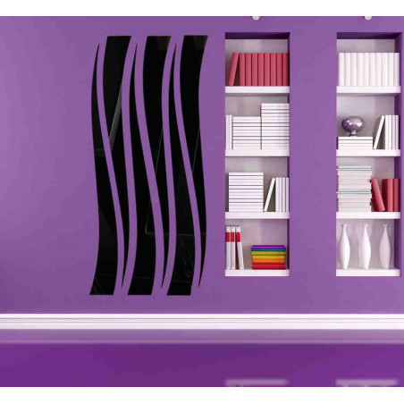 Modern decorative mirrors. Mirror and colored wall stickers, 3D stickers made of acrylic