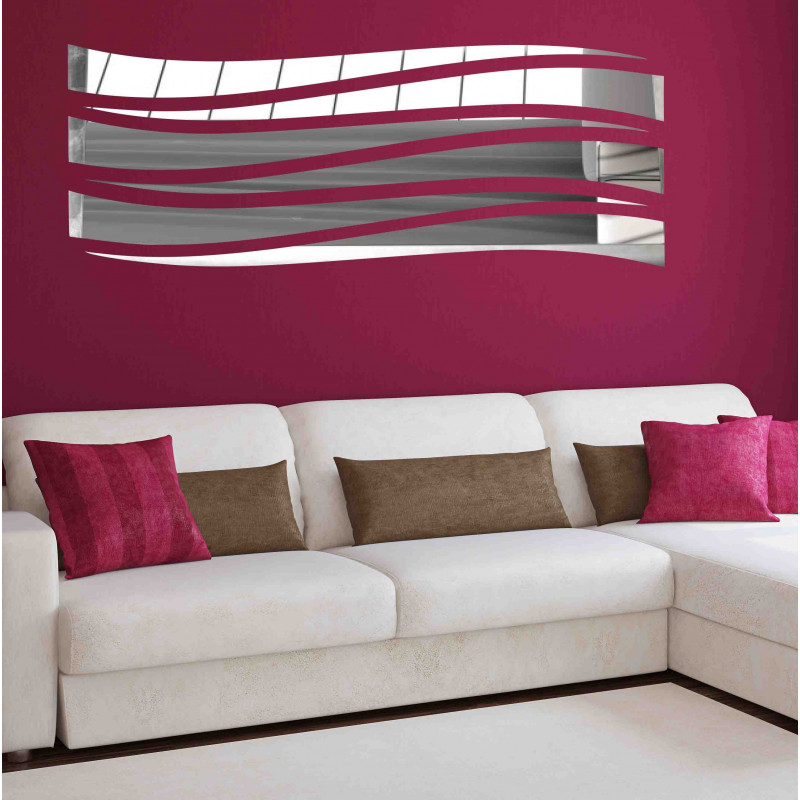 Modern decorative mirrors. Mirror and colored wall stickers, 3D stickers made of acrylic