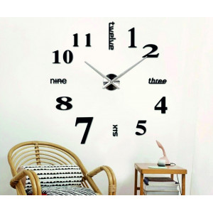 Modern wall sticker clock. 3D mirror clock as a picture