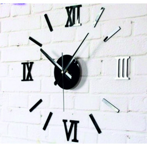 Modern adhesive wall clock Roman numerals , mirrored .