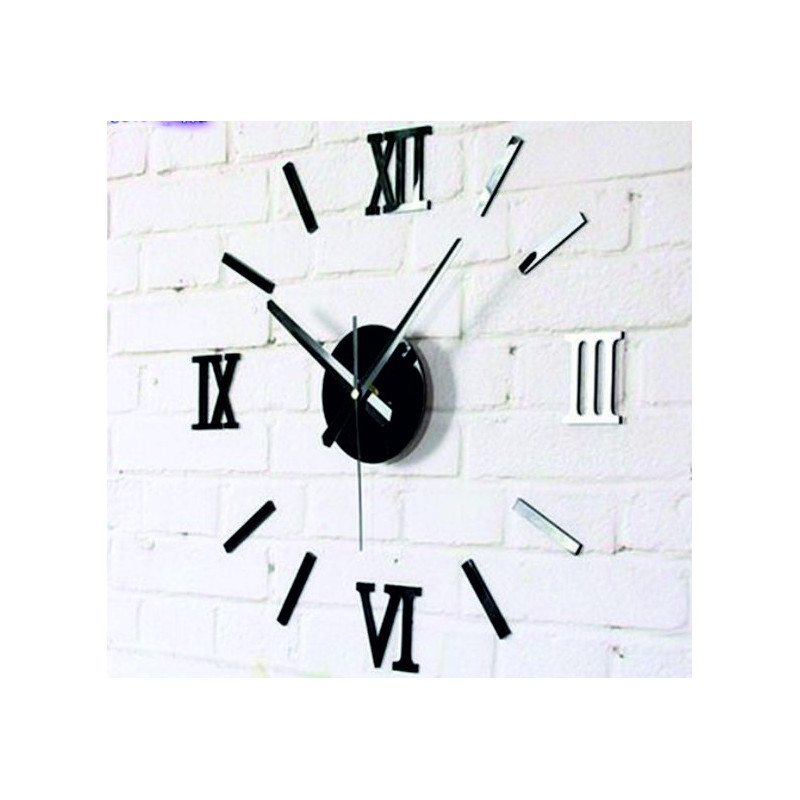 Modern adhesive wall clock Roman numerals , mirrored .