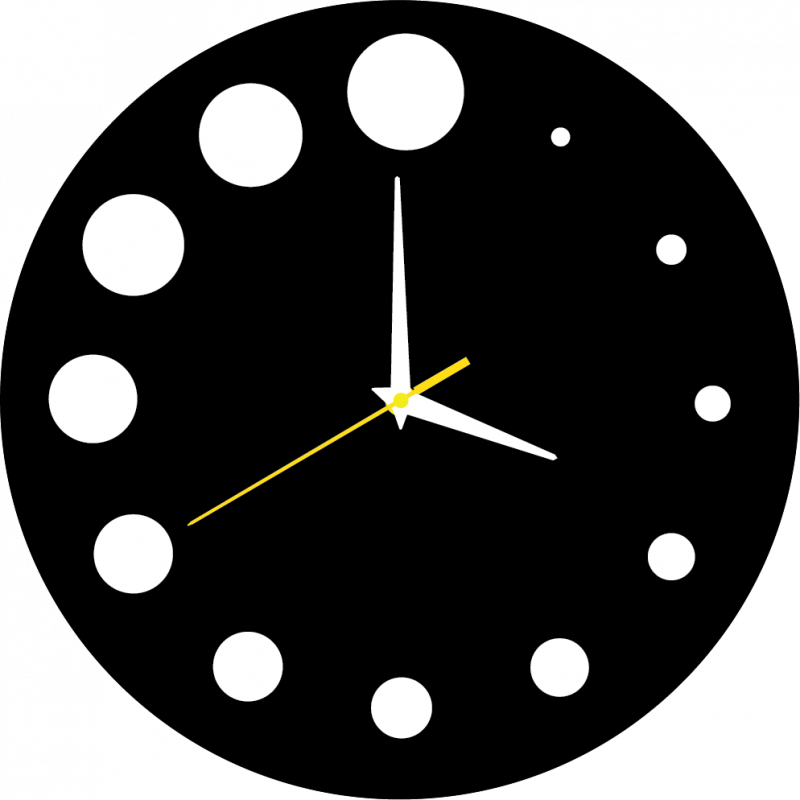 Modern wall clock made of plastic. Own production, X-momo