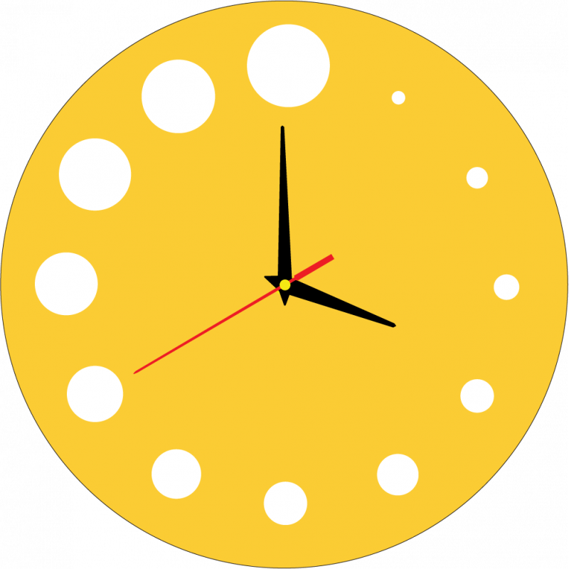 Modern wall clock made of plastic. Own production, X-momo