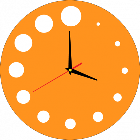 Modern wall clock made of plastic. Own production, X-momo