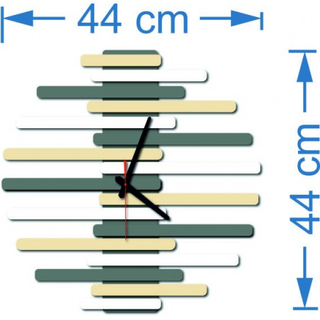 Dimensions of wall clocks made of plastic. Trendy clock as a picture.
