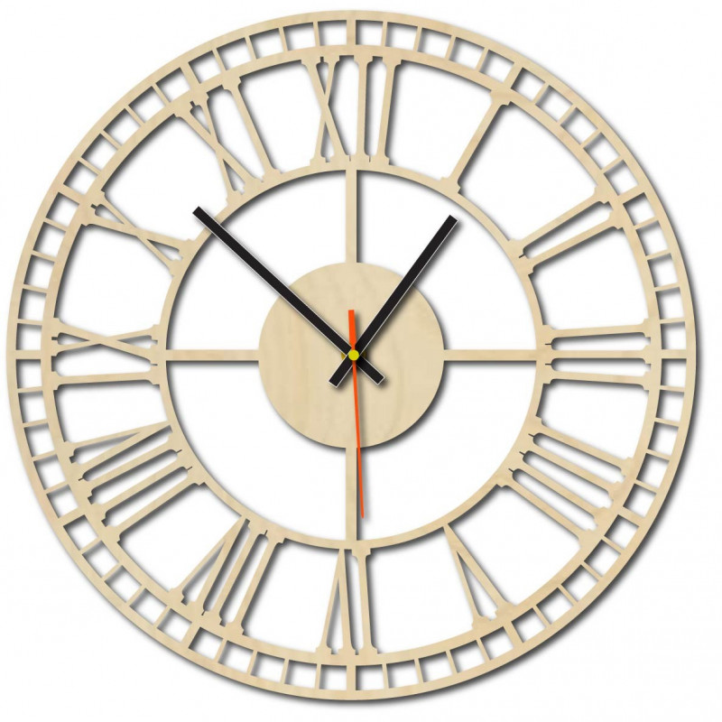 Modern wall clock, wall clock made of wood, plywood