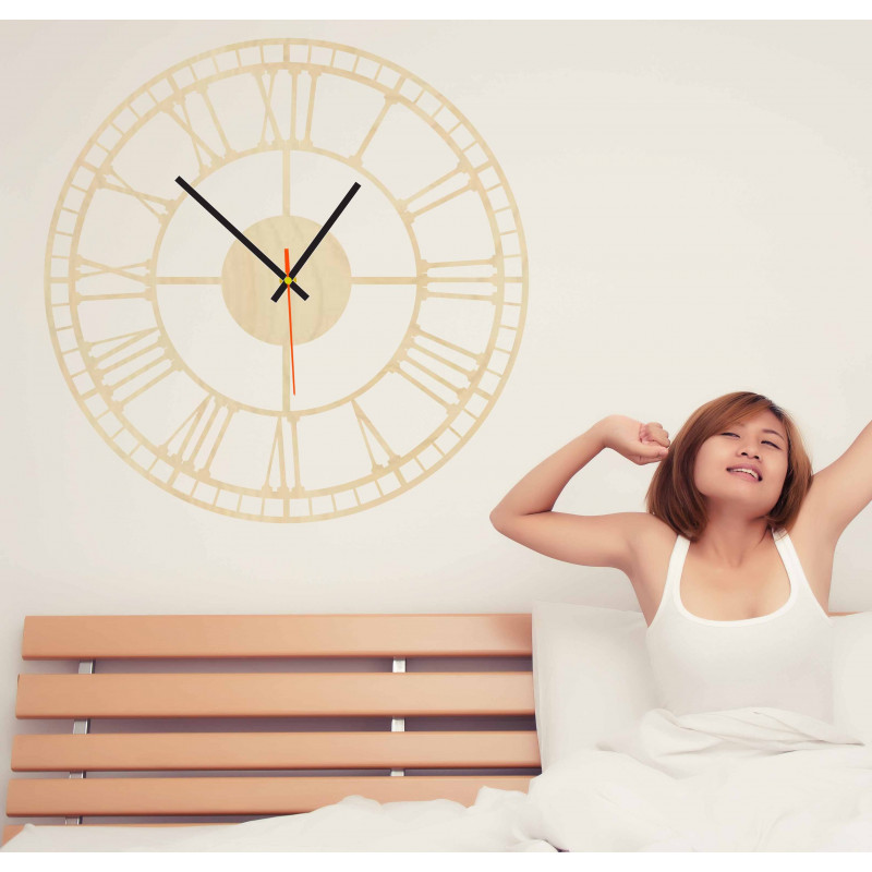 Modern wall clock, wall clock made of wood, plywood