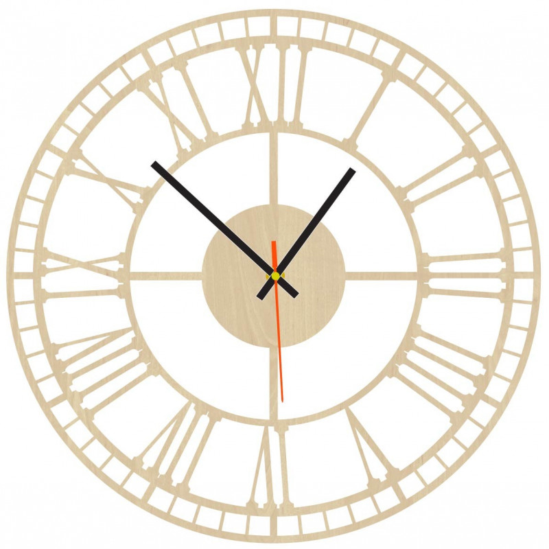 Modern wall clock, wall clock made of wood, plywood