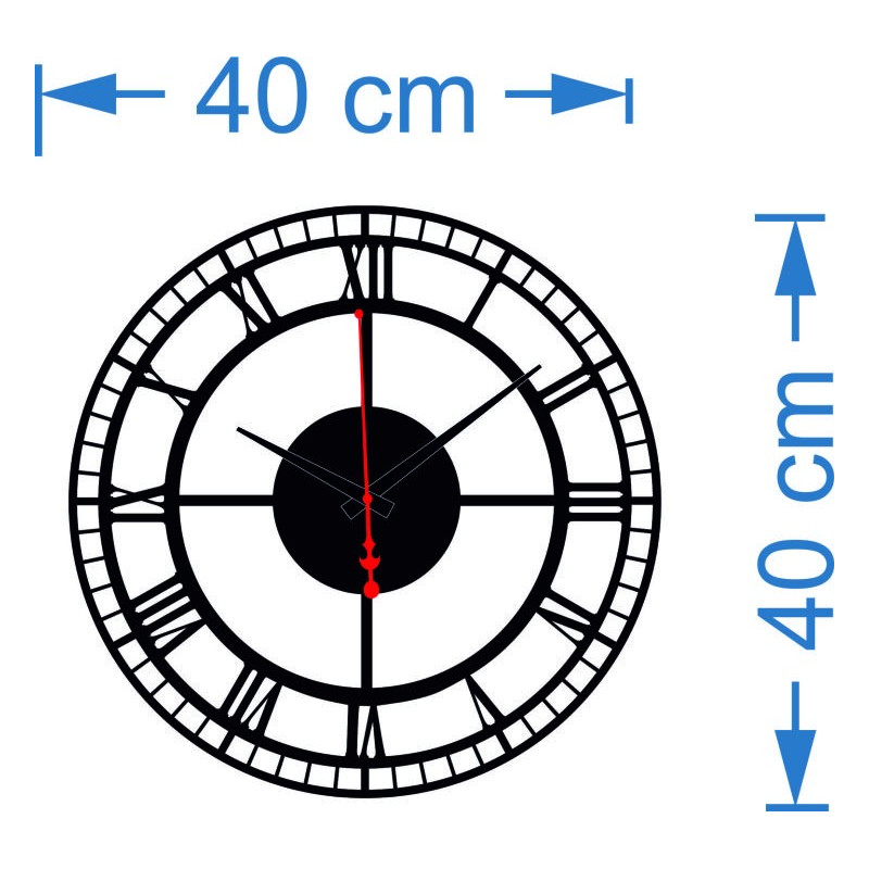Dimensions of wall clock made of plastic. Trendy hours as a picture. production, X-momo