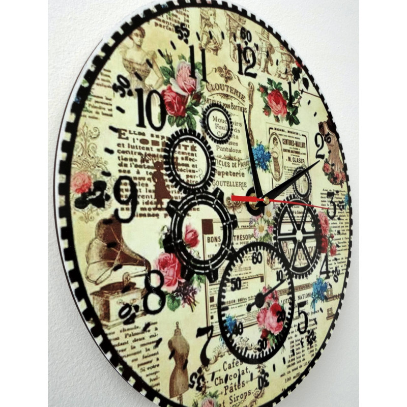 Modern wall clock, wall clock made of wood, plywood