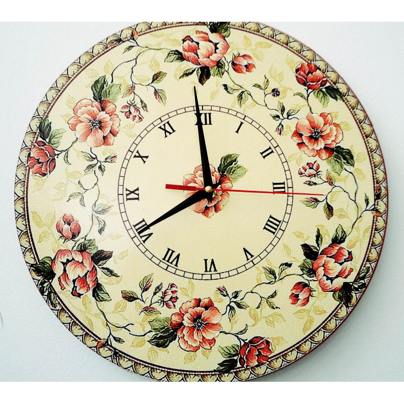 Roman wall clock with flower