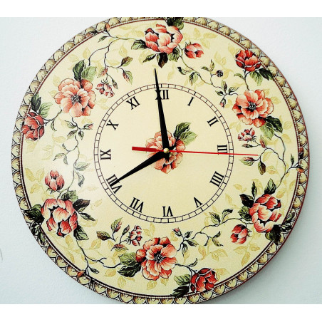 Roman wall clock with flower