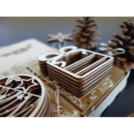 Wood and plastic decorations, Christmas decorations, wooden vintage accessories