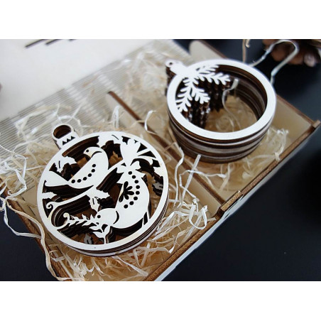 Wood and plastic decorations, Christmas decorations, wooden vintage accessories