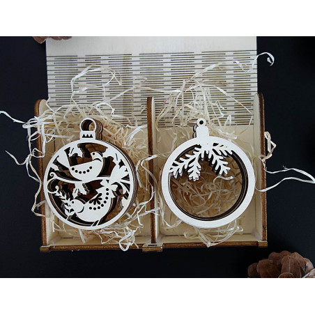 Wood and plastic decorations, Christmas decorations, wooden vintage accessories