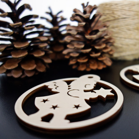 Christmas decorations made of wood, size: 79x90 mm