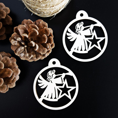 Christmas ornament made of wood - Angel, size: 79x90 mm