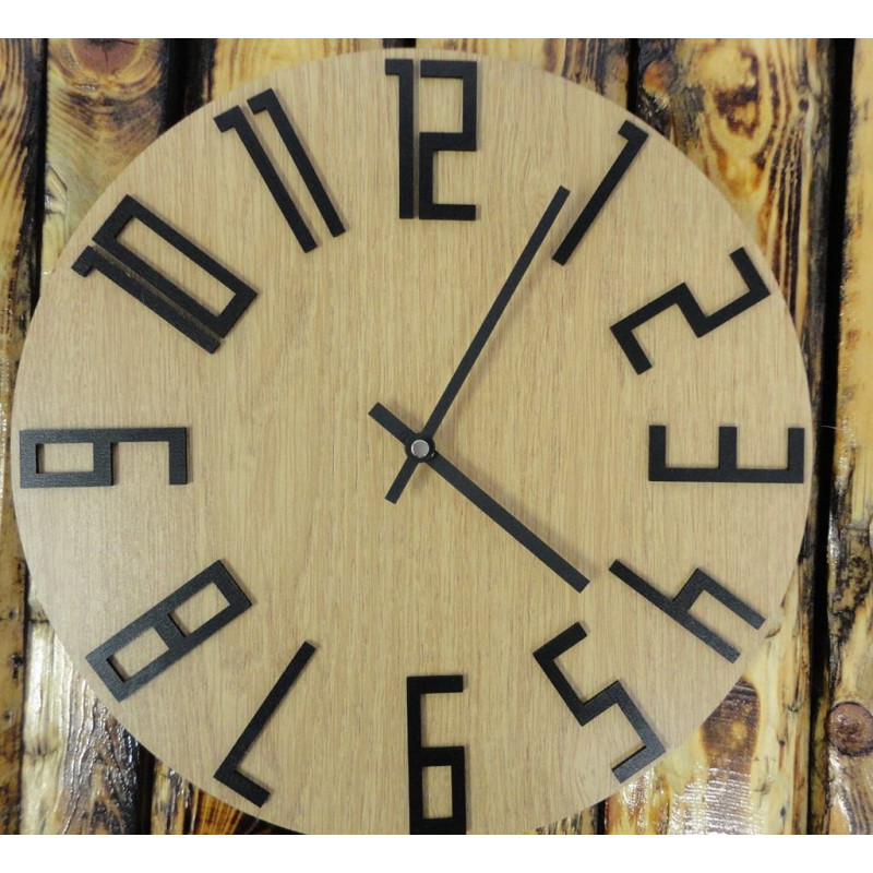Modern wall clock, wall clock made of wood, plywood