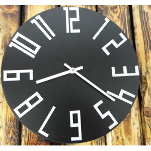 Wooden wall clock from HDF black - white numbers