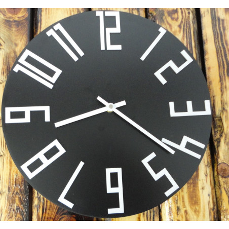 Wooden wall clock made of HDF black - white numbers Wooden wall clock made of HDF black - white numbers