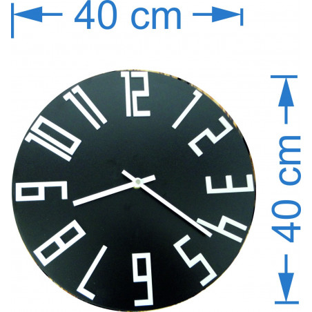 Wooden wall clock made of HDF black - white numbers