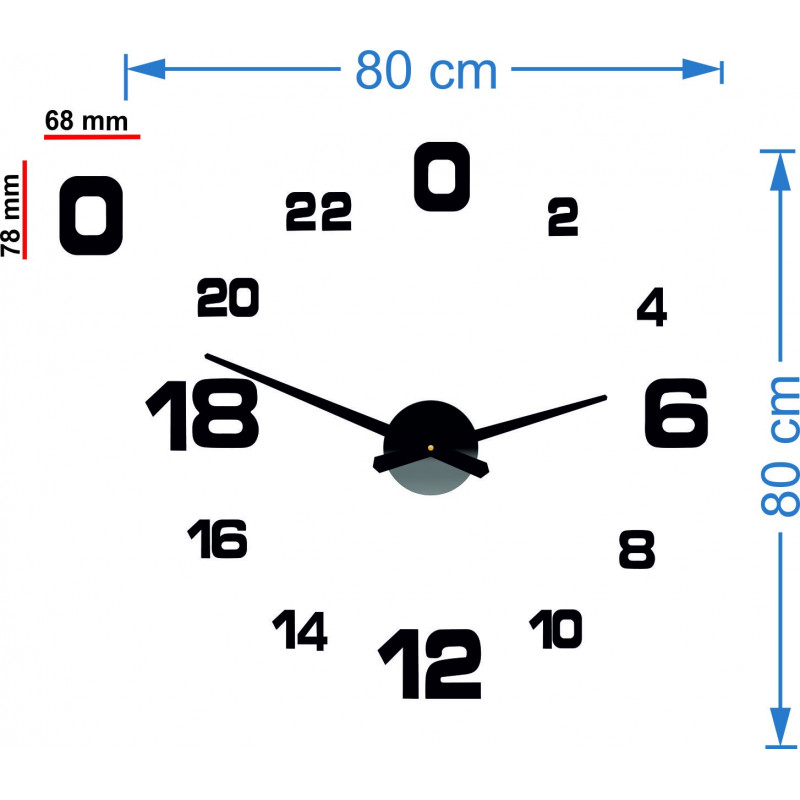 Adhesive wall clock, luxury clock on stent, plastic clock