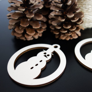Snowman - wooden Christmas ornament, size: 79x90 mm 2