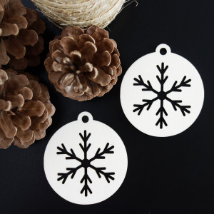 Snowflake-decoration made of wood, size: 79x90 mm