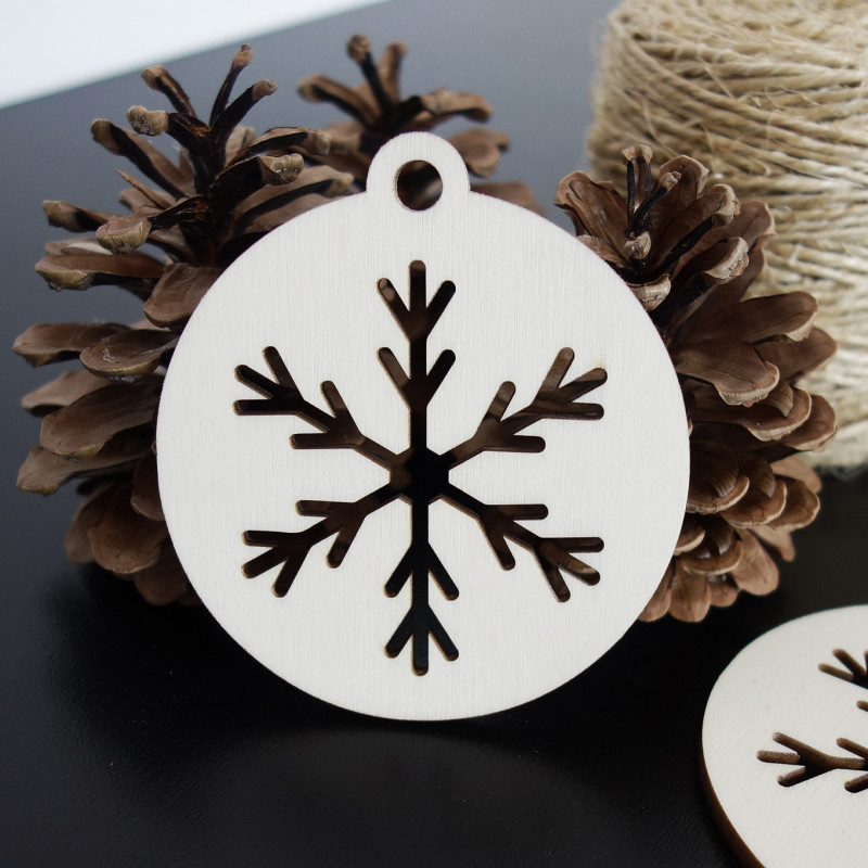 Snowflake - wooden ornament, size: 79x90 mm