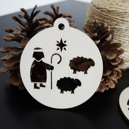Christmas ornament made of wood - Shepherd, size: 79x90 mm